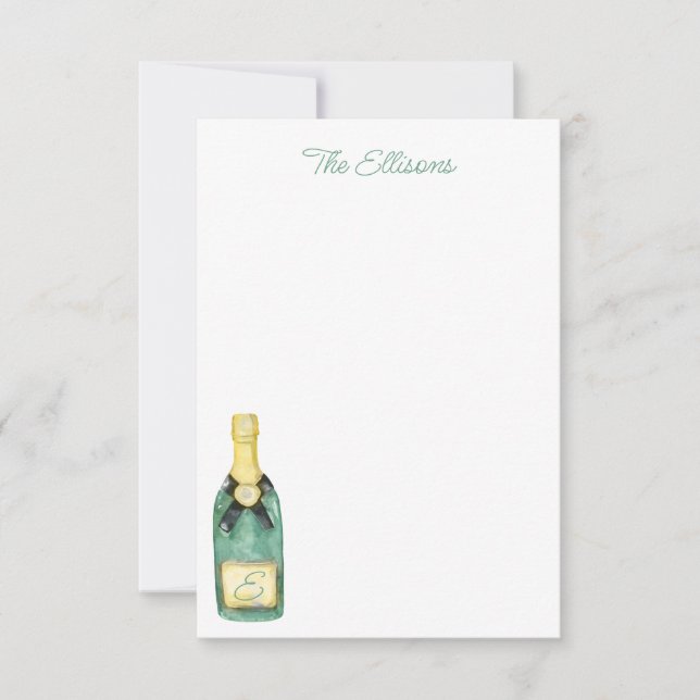 Carte Monogramme de vin Aquarelle (Devant)