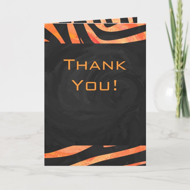 Carte Monogramme de zèbre orange et noir (Devant)