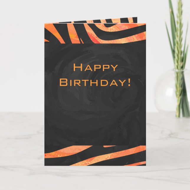 Carte Monogramme de zèbre orange et noir (Devant)