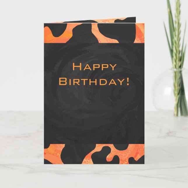 Carte Monogramme de zèbre orange et noir (Devant)
