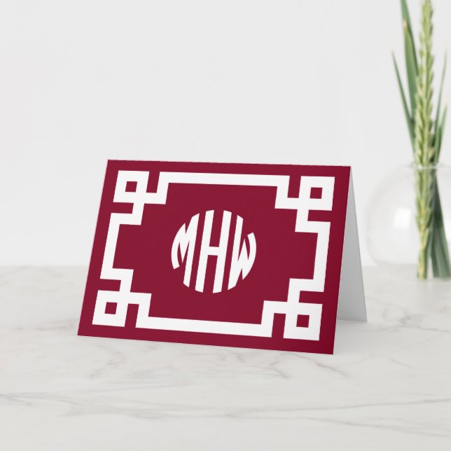 Carte Monogramme du cercle blanc de Bourgogne Clé grecqu (Devant)