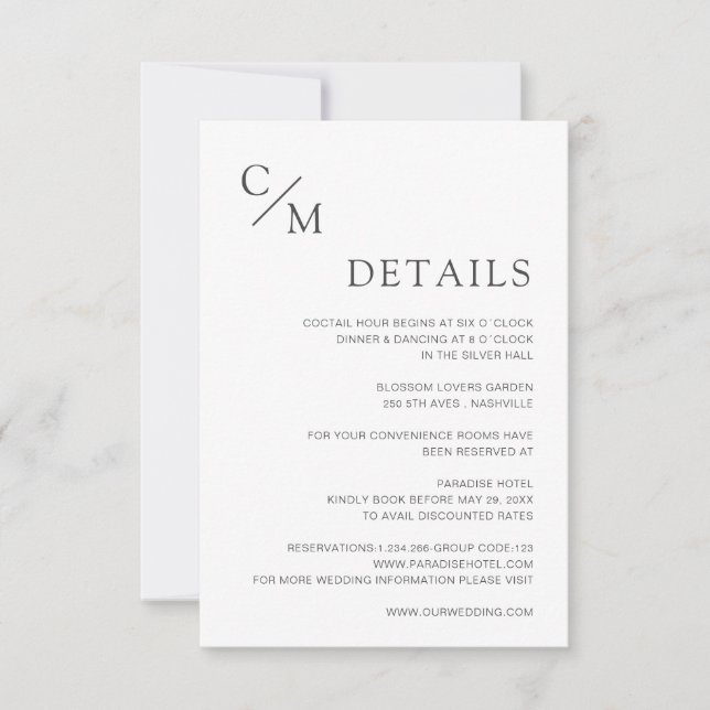 Carte monogramme élégant (Devant)