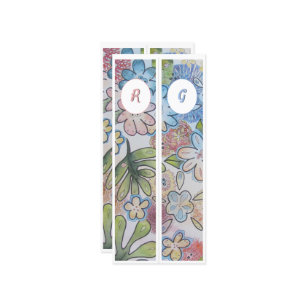 Carte Monogramme initial Whimsical Floral Deux Signets