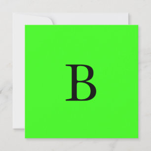 Carte Monogramme Initiales Neon Vert brillant Cool coule