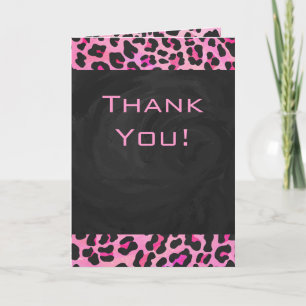 Carte Monogramme Leopard noir et rose chaud