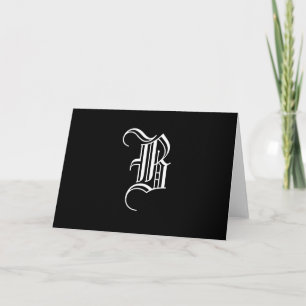Carte Monogramme Lettre B Blanc sur Noir