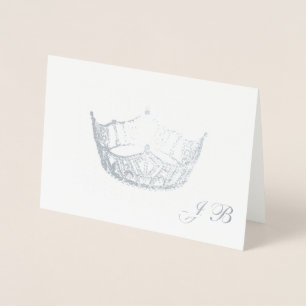 Carte Monogramme Miss America Style Silver Foil Cr