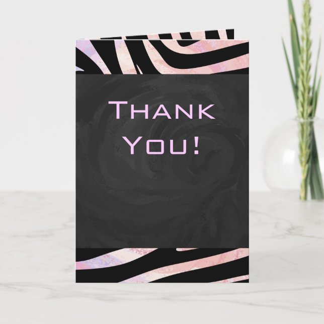 Carte Monogramme noir et rose Zebra (Devant)