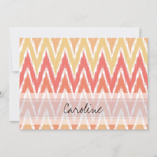 Carte Monogramme Orange Ombre Ikat Chevron Zig Zag Motif (Devant)