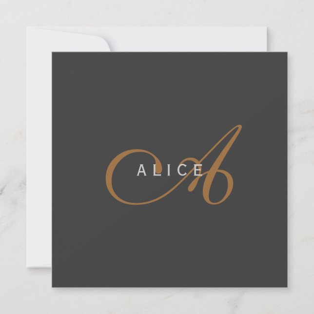 Carte Monogramme plat tendance Nom initial (Devant)