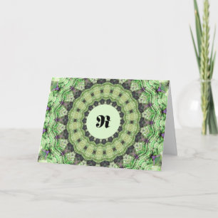 Carte Monogramme R verte, Cadeau Merci, Mandella