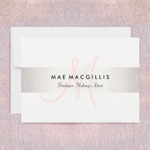 Carte Monogramme rose FAUX Silver Striped Certificat cad