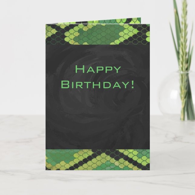 Carte Monogramme Serpent vert et noir (Devant)