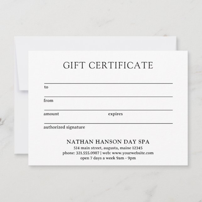 Carte Monogramme simple Certificat cadeau moderne (Devant)
