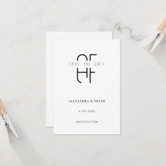 Carte Monogramme simple minimum blanc moderne enregistre