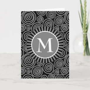 Carte Monogramme Spirales Noir Gris - Personnalisé pour 