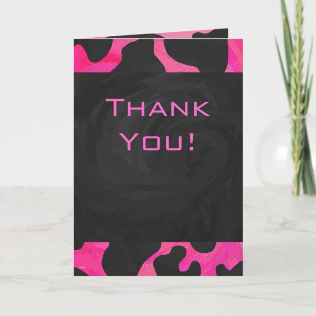 Carte Monogramme vache rose chaud et noir (Devant)
