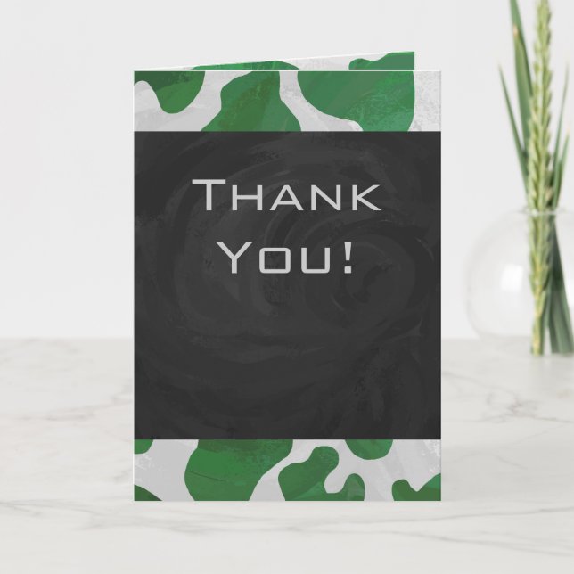 Carte Monogramme vert et blanc de vache (Devant)