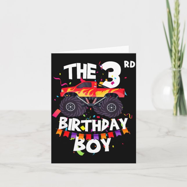 Carte Monster Truck 3rd Birthday Boy Funny 3 Years Old B (Devant)