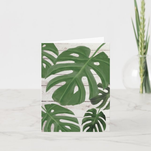 Carte Monstera Feuille Noix Sur Plaques En Bois (Devant)