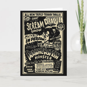 Carte Monstre de film d'horreur Momie Dracula Loup-garou