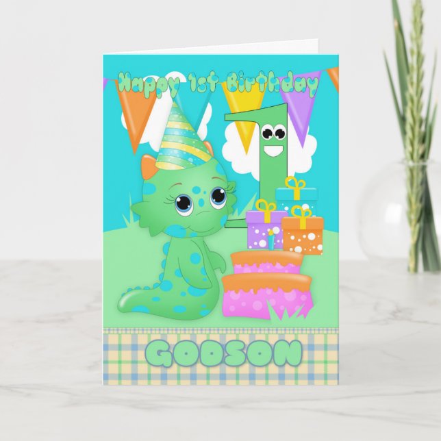 Carte Monstre mignon de ęr anniversaire de filleul petit (Devant)