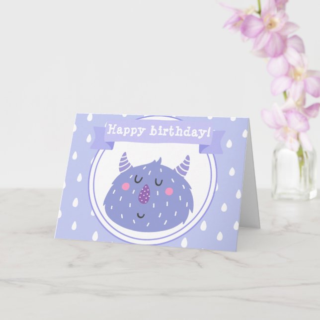 Carte Monstre mou pourpre - Anniversaire de enfant (Orchidée)