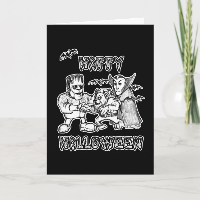 Carte Monstres amusants - Bonne Halloween (Devant)
