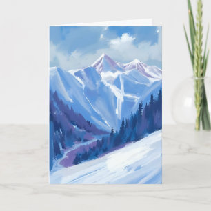 Carte Montagne de ski Chaîne de montagnes à l'aquarell