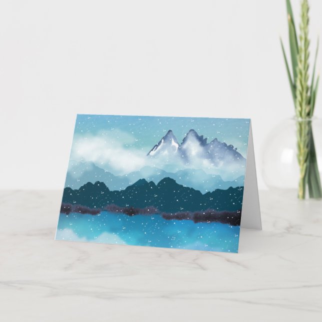 Carte Montagnes et lac en Neige (Devant)