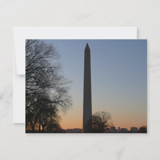Carte Monument à Washington au coucher du soleil à DC (Devant)