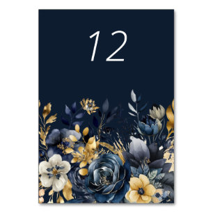 Carte Moody Floral Blue Gold Mariage