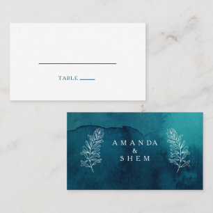 Carte Moody Ocean Watercolor Mariage plat Place