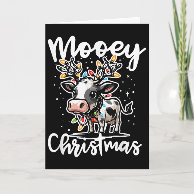 Carte Mooey Christmas Heifer Cow Reindeer Christmas Ligh (Devant)