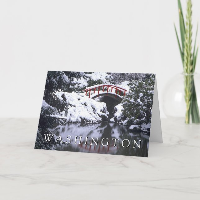 Carte Moon Bridge & Pond en hiver | Joyeux anniversaire (Devant)