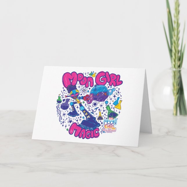 Carte Moon Girl Magic Science Doodle Graphisme (Devant)