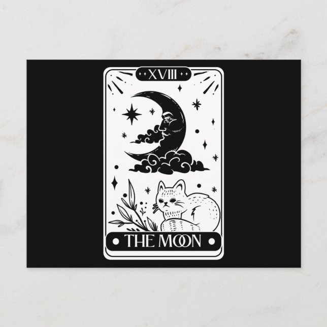 Carte Moon Tarot et chat mignon (Devant)