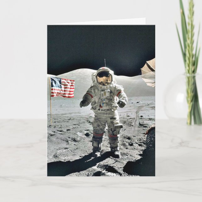 Carte Moon Walk avec le drapeau américain (Devant)
