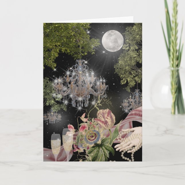Carte Moonlit Elegance in a Garden Folded Greeting Card (Devant)