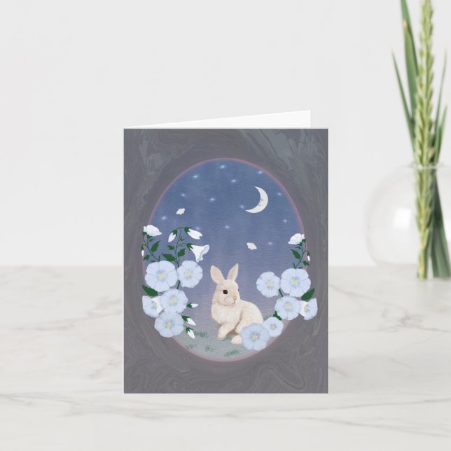 Carte Moonlit Garden Bunny Small Greeting Card  (Devant)
