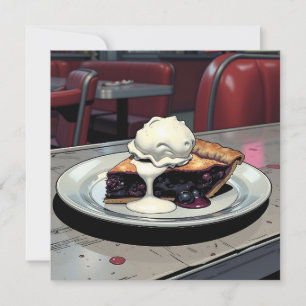 Carte Morceau de Tarte aux Myrtilles et Crème Glacée Van