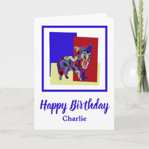 Carte Morkie Chien Silhouette Rouge Bleu Jaune Anniversa
