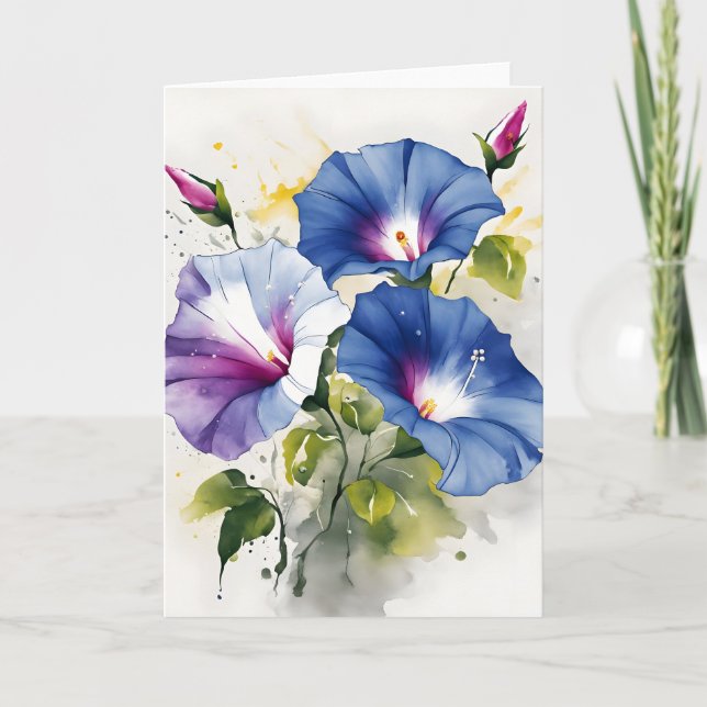 Carte Morning Glory - Watercolor flowers (Devant)