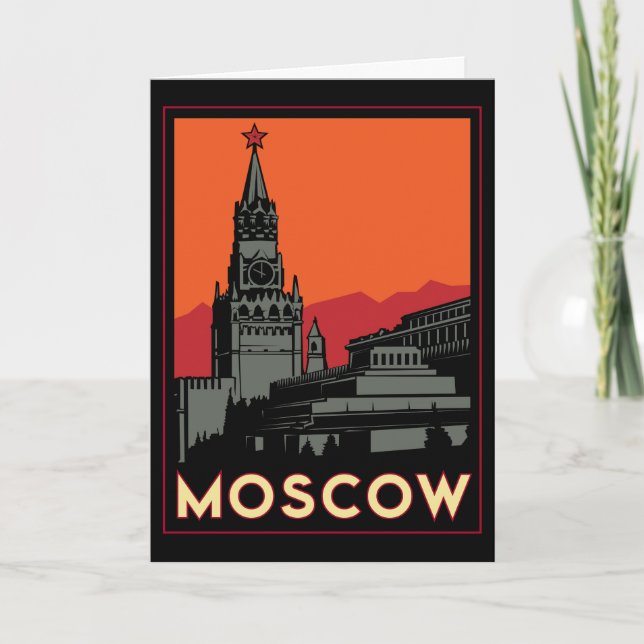 Carte moscou russie kremlin art déco voyage rétro (Devant)