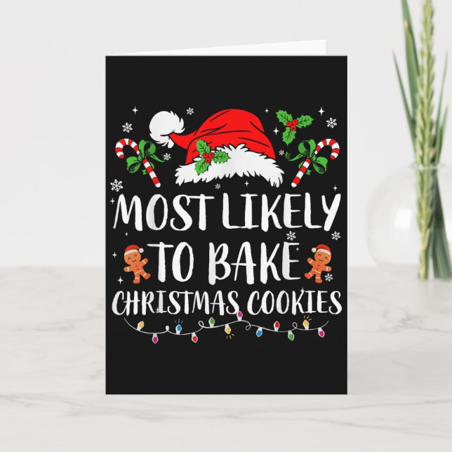 Carte Most Likely To Bake Christmas Cookies Family Pajam (Devant)