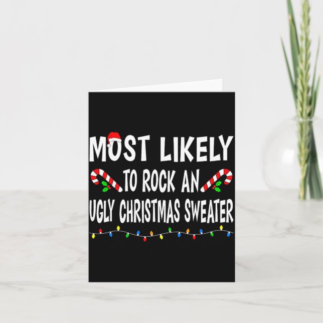 Carte Most Likely To Christmas Xmas Pajamas Funny Matchi (Devant)