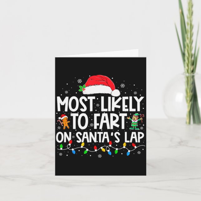 Carte Most Likely To Fart On Santa's Lap Family Christma (Devant)