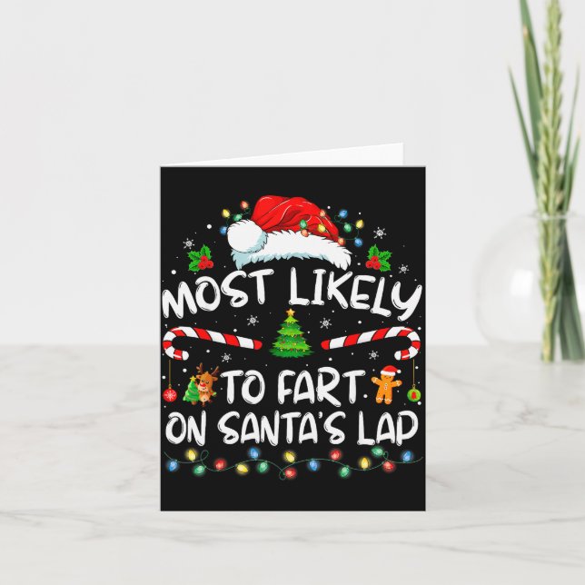 Carte Most Likely To Fart On Santa's Lap Family Christma (Devant)