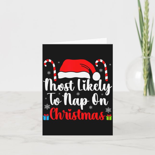 Carte Most Likely To Nap On Christmas Family Funny Match (Devant)