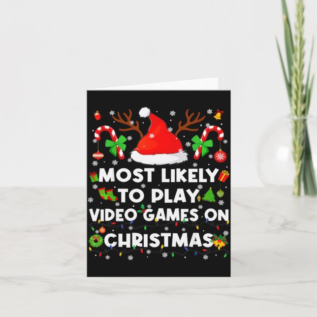 Carte Most Likely To Play Video Game On Pjs Christmas Xm (Devant)